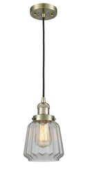 Innovations Lighting Chatham 1-100 watt 6 inch Antique Brass Mini Pendant Clear Fluted glass 201CABG142