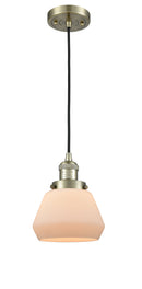 Innovations Lighting Fulton 1-100 watt 7 inch Antique Brass Mini Pendant Matte White Cased glass 201CABG171