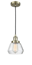 Innovations Lighting Fulton 1-100 watt 7 inch Antique Brass Mini Pendant Clear glass 201CABG172