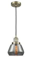 Innovations Lighting Fulton 1-100 watt 7 inch Antique Brass Mini Pendant Smoked glass 201CABG173