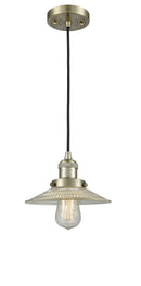 Innovations Lighting Halophane 1-100 watt 10 inch Antique Brass Mini Pendant Halophane glass 201CABG2
