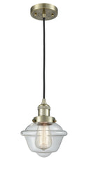 Innovations Lighting Small Oxford 1-100 watt 8 inch Antique Brass Mini Pendant Clear glass 201CABG532