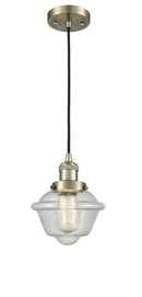Innovations Lighting Small Oxford 1-100 watt 8 inch Antique Brass Mini Pendant Seedy glass 201CABG534