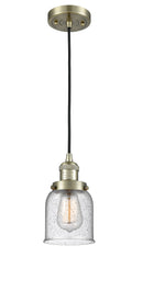 Innovations Lighting Small Bell 1-100 watt 5 inch Antique Brass Mini Pendant Seedy glass 201CABG54