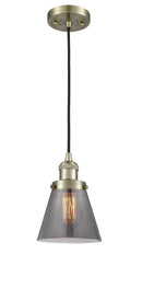 Innovations Lighting Small Cone 1-100 watt 6 inch Antique Brass Mini Pendant Smoked glass 201CABG63
