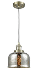 Innovations Lighting Large Bell 1-100 watt 8 inch Antique Brass Mini Pendant Silver Plated Mercury glass 201CABG78