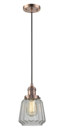 Innovations Lighting Chatham 1-100 watt 6 inch Antique Copper Mini Pendant Clear Fluted glass 201CACG142