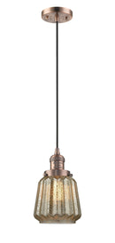 Innovations Lighting Chatham 1-100 watt 6 inch Antique Copper Mini Pendant Mercury Fluted glass 201CACG146