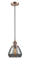 Innovations Lighting Fulton 1-100 watt 7 inch Antique Copper Mini Pendant Smoked glass 201CACG173