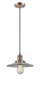 Innovations Lighting Halophane 1-100 watt 10 inch Antique Copper Mini Pendant Halophane glass 201CACG2