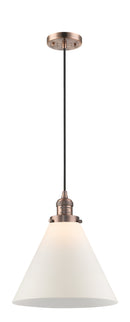 Innovations Lighting X-Large Cone 1-100 watt 12 inch Antique Copper Mini Pendant Matte White Cased glass 201CACG41L