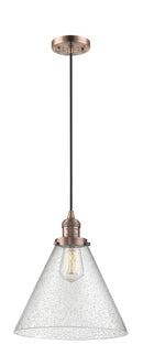Innovations Lighting X-Large Cone 1-100 watt 12 inch Antique Copper Mini Pendant Seedy glass 201CACG44L