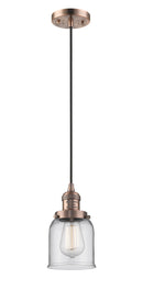 Innovations Lighting Small Bell 1-100 watt 6 inch Antique Copper Mini Pendant Clear glass 201CACG52