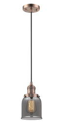 Innovations Lighting Small Bell 1-100 watt 6 inch Antique Copper Mini Pendant Smoked glass 201CACG53