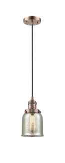 Innovations Lighting Small Bell 1-100 watt 5 inch Antique Copper Mini Pendant Silver Plated Mercury glass 201CACG58