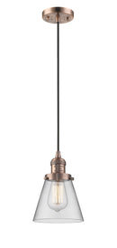 Innovations Lighting Small Cone 1-100 watt 6 inch Antique Copper Mini Pendant Clear glass 201CACG62