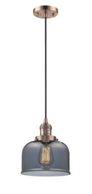 Innovations Lighting Large Bell 1-100 watt 8 inch Antique Copper Mini Pendant Smoked glass 201CACG73