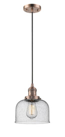 Innovations Lighting Large Bell 1-100 watt 8 inch Antique Copper Mini Pendant Seedy glass 201CACG74