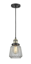 Innovations Lighting Chatham 1-100 watt 6 inch Black Antique Brass Mini Pendant Clear Fluted glass 201CBABG142