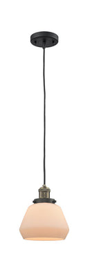Innovations Lighting Fulton 1-100 watt 7 inch Black Antique Brass Mini Pendant Matte White Cased glass 201CBABG171