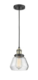 Innovations Lighting Fulton 1-100 watt 7 inch Black Antique Brass Mini Pendant Clear glass 201CBABG172