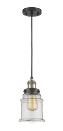 Innovations Lighting Canton 1-100 watt 6.5 inch Black Antique Brass Mini Pendant Clear glass 201CBABG182