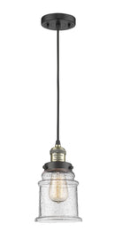Innovations Lighting Canton 1-100 watt 6.5 inch Black Antique Brass Mini Pendant Seedy glass 201CBABG184