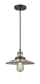 Innovations Lighting Halophane 1-100 watt 10 inch Black Antique Brass Mini Pendant Halophane glass 201CBABG2