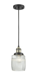 Innovations Lighting Colton 1-100 watt 8 inch Black Antique Brass Mini Pendant Thick Clear Halophane glass 201CBABG302