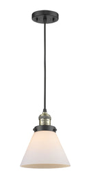 Innovations Lighting Large Cone 1-100 watt 8 inch Black Antique Brass Mini Pendant Matte White Cased glass 201CBABG41