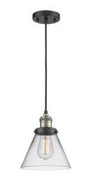 Innovations Lighting Large Cone 1-100 watt 8 inch Black Antique Brass Mini Pendant Clear glass 201CBABG42