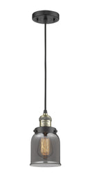 Innovations Lighting Small Bell 1-100 watt 5 inch Black Antique Brass Mini Pendant Smoked glass 201CBABG53
