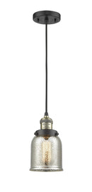 Innovations Lighting Small Bell 1-100 watt 5 inch Black Antique Brass Mini Pendant Silver Plated Mercury glass 201CBABG58