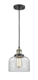 Innovations Lighting Large Bell 1-100 watt 8 inch Black Antique Brass Mini Pendant Clear glass 201CBABG72