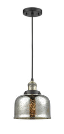 Innovations Lighting Large Bell 1-100 watt 8 inch Black Antique Brass Mini Pendant Silver Plated Mercury glass 201CBABG78