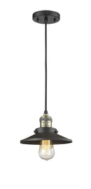 Innovations Lighting Railroad 1-100 watt 8 inch Black Antique Brass Mini Pendant Matte Black Railroad shades 201CBABM6