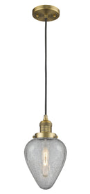 Innovations Lighting Geneseo 1-100 watt 6.5 inch Brushed Brass Mini Pendant Clear Crackle glass 201CBBG165