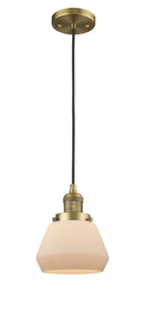 Innovations Lighting Fulton 1-100 watt 7 inch Brushed Brass Mini Pendant Matte White Cased glass 201CBBG171