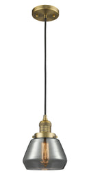Innovations Lighting Fulton 1-100 watt 7 inch Brushed Brass Mini Pendant Smoked glass 201CBBG173