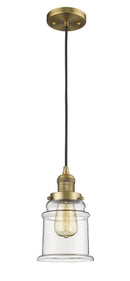 Innovations Lighting Canton 1-100 watt 6.5 inch Brushed Brass Mini Pendant Clear glass 201CBBG182