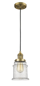 Innovations Lighting Canton 1-100 watt 6.5 inch Brushed Brass Mini Pendant Seedy glass 201CBBG184