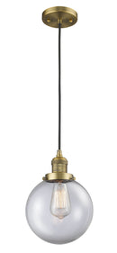 Innovations Lighting Beacon 1-100 watt 8 inch Brushed Brass Mini Pendant Clear glass 201CBBG2028