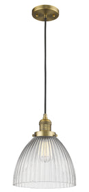 Innovations Lighting Seneca Falls 1-100 watt 9.5 inch Brushed Brass Pendant Clear glass 201CBBG222