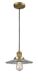 Innovations Lighting Halophane 1-100 watt 10 inch Brushed Brass Mini Pendant Halophane glass 201CBBG2