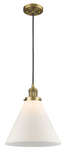 Innovations Lighting X-Large Cone 1-100 watt 12 inch Brushed Brass Mini Pendant Matte White Cased glass 201CBBG41L