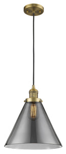 Innovations Lighting X-Large Cone 1-100 watt 12 inch Brushed Brass Mini Pendant Smoked glass 201CBBG43L