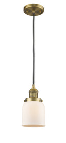 Innovations Lighting Small Bell 1-100 watt 5 inch Brushed Brass Mini Pendant Matte White Cased glass 201CBBG51