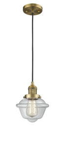 Innovations Lighting Small Oxford 1-100 watt 8 inch Brushed Brass Mini Pendant Clear glass 201CBBG532