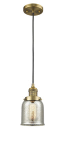 Innovations Lighting Small Bell 1-100 watt 5 inch Brushed Brass Mini Pendant Silver Plated Mercury glass 201CBBG58
