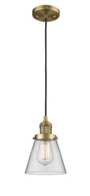 Innovations Lighting Small Cone 1-100 watt 6 inch Brushed Brass Mini Pendant Clear glass 201CBBG62
